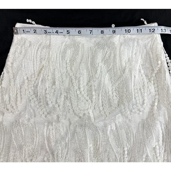 Lulus White Beaded Fringe Mini Skirt Women’s Small 100% Polyester Party Glam - Picture 3 of 9